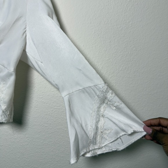 Free People Lola Lace Babydoll Top‎ Medium White Flare Boho Coquette Ethereal - Picture 4 of 11